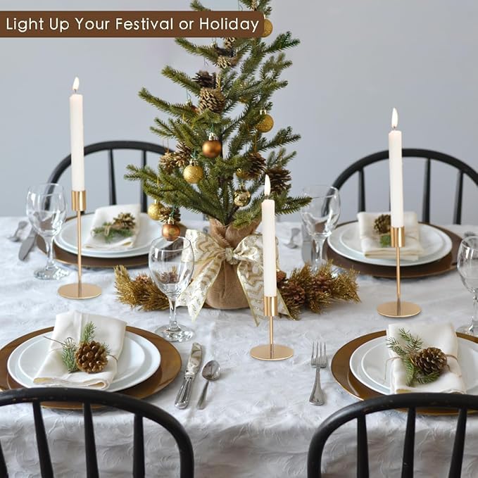 Gold Candlestick Holders Bulk for Taper Candles Decorative Metal Candelabra Candle Holders Fit 0.8 Inch Diameter Candles Gold Taper Candle Stands for Wedding Home Party Table Decor (Set of 45)