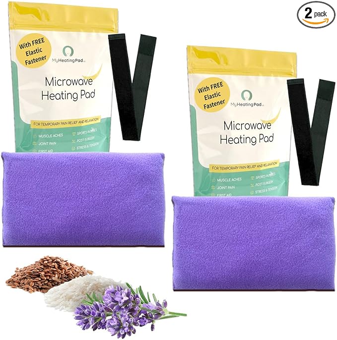 Microwavable Heating Pads for Lower Back, Neck, and Shoulder Pain Relief - Moist Microwave Heating Pad for Muscles and Joints - Microwave Hot Pack Heat Pad for Cramps - 2 Packs Purple - Lavender Scent