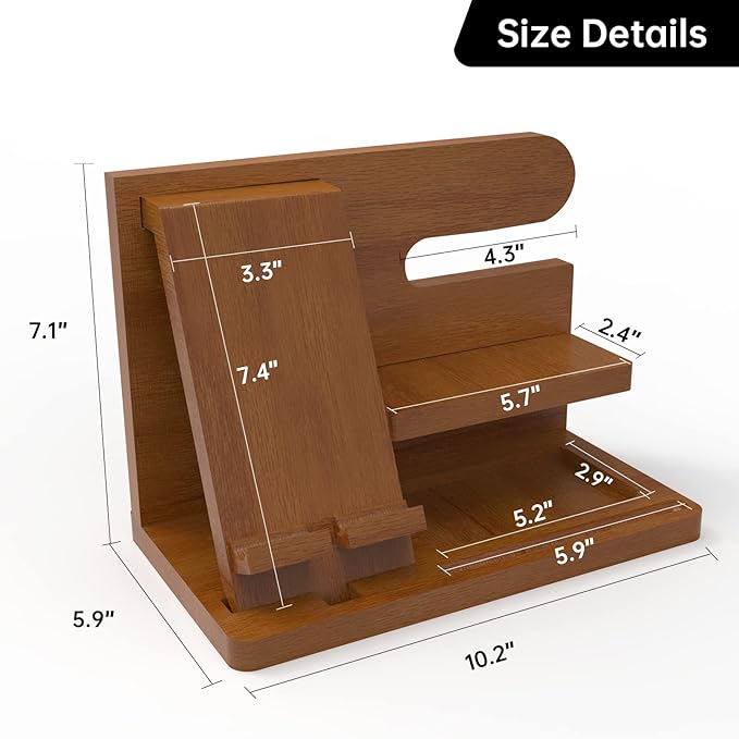 Mens Gifts Ideas Nightstand Organizer for Men Wood Phone Docking Station for Dad Father Boyfriend Husband Grandpa Birthday Gift for Mens Christmas Day Presents