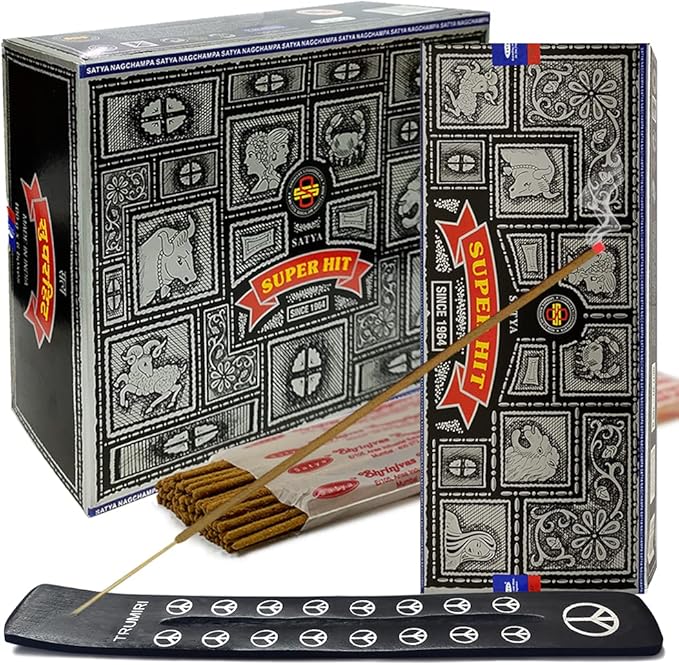 Super Hit Incense Sticks 100g and Holder Bundle - Pack of 6 (Approx 600 Sticks)
