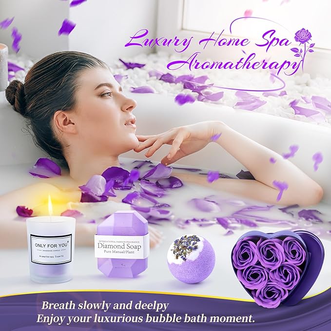 14PCS Birthday Gifts for Women ,Mom, Wife, Girlfriend, Sister, Her- Self Care Gifts Get Well Soon Gifts Basket for Women Lavender Relaxing Spa Gifts Care Package w/ Blanket Mothers Day Gifts for Mom