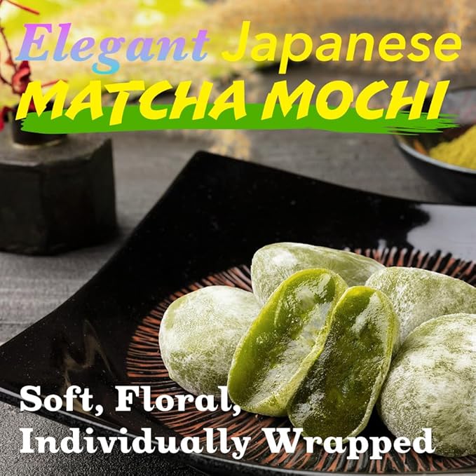 Matcha Mochi Candies – Japanese Green Tea Rice Cake, Authentic Matcha Wagashi, Individually Wrapped, Soft & Chewy Mochi Snack, japanese snacks, Japanese food 9oz (260g)