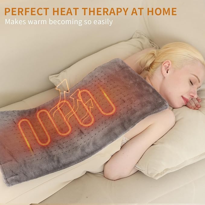 Heating Pad for Neck and Shoulders and Back, Shoulder Heating Pad for Pain Relief with Dry&Moist Heat Therapy, Auto-Off, 9ft Extra Long Wire,Gifts for Mom Women,Dark Blue, 17"*33" (Light Grey)