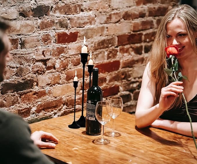 Matte Black Taper Candle Holder Set of 6, Tall Candlestick Holders, Metal Vintage Candle Stickers Long Holder Set, Pillar Decorative Candle Holder Fits 3/4 Inch Candle for Wedding, Dinner, Party…