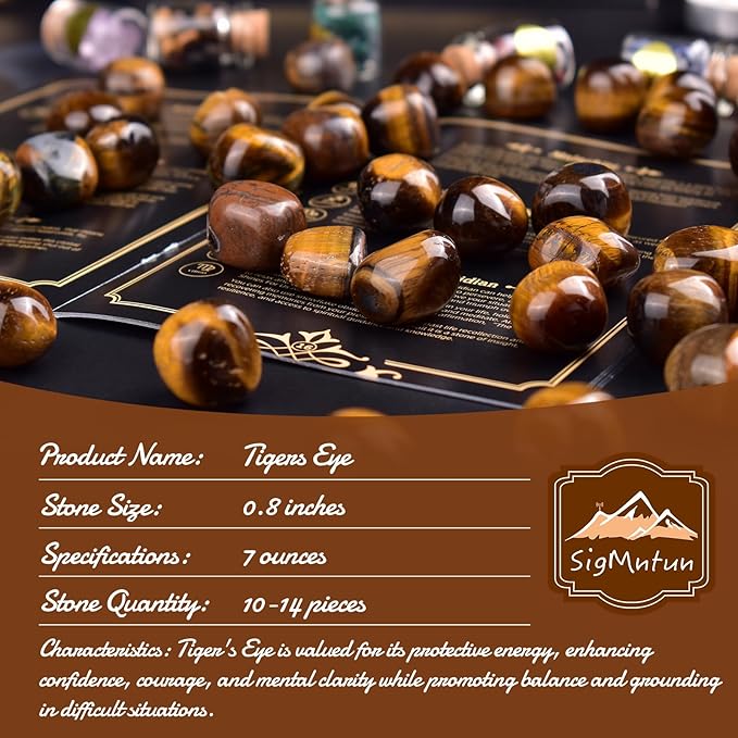 Polished Stone Set Tigers Eye Crystals, 0.8" Handpicked Tumbled Gemstones Rocks, Pebbles for Reiki, Chakra, Healing, Home Decor