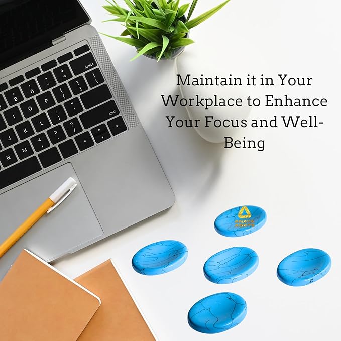 Turquoise Howlite Worry Stones – Crystal Thumb Worry Stone for Anguish, Stress – Relaxing & Soothing Balance Stones for Meditation, Relief – Healing Stones & Crystals for Men, Women