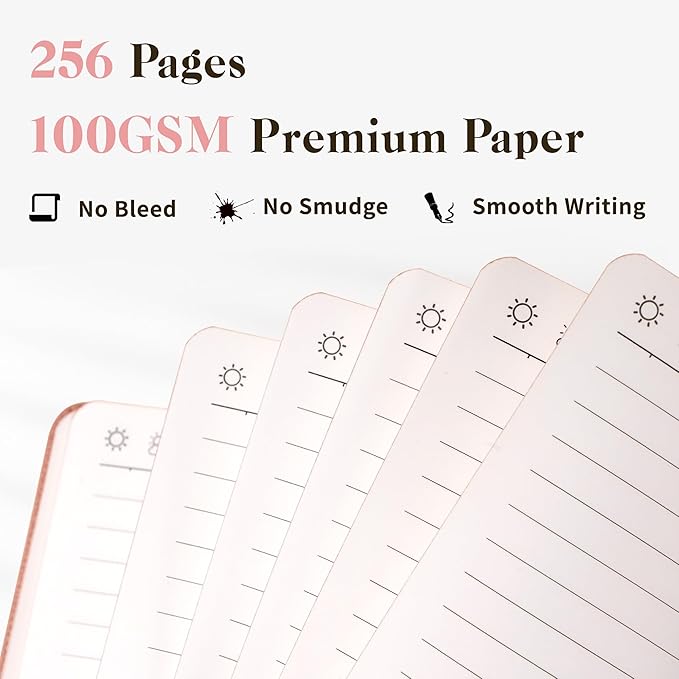 CAGIE Textured Hardcover Lined Journal for Women and Men, A5 Leather Journal Notebook with 256 Pages, 100GSM Paper – College Ruled Journaling Notebook for Writing, Work, School, Daily Diary