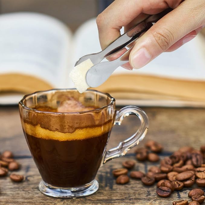 12PCS Ice Tongs Mini Sugar Tongs 4.25Inch Stainless Steel Small Serving Tong, Small Kitchen Tong for Appetizers,Tea Party, Coffee Bar, Desserts (Silver-12pcs)