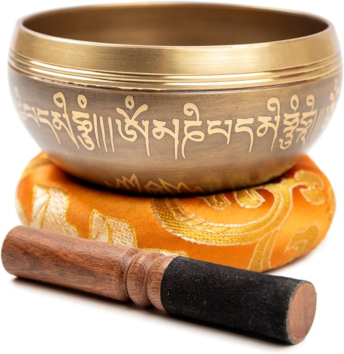 Tibetan Singing Bowl Set Brass - Master Healing Grade - Authentic Handcrafted Sound Bowl by Himalayan Bazaar