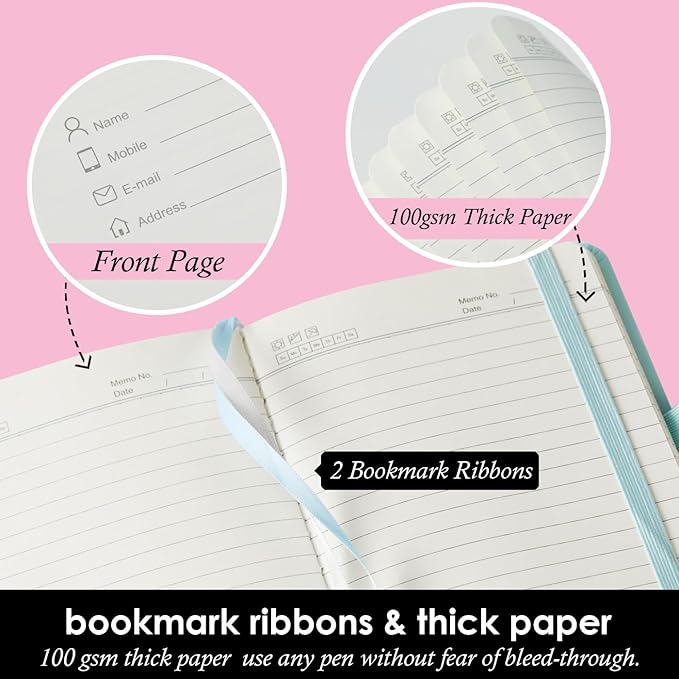 Small Notebook Journal with Pen, Mini Pocket Notepad for Women, Small Pocket Size Note pads for Note Taking, Pink, Yellow, Sky Blue Note Book