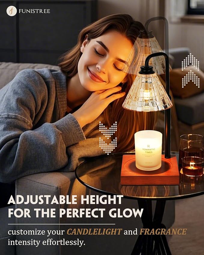 Vintage Candle Warmer Lamp with Timer Dimmer, Adjustable Height, House Warming Christmas Birthday Gifts for Women Mom, White Candle Lamp Warmer, Wax Warmer Lamp for Jar Candles with 2 Bulbs