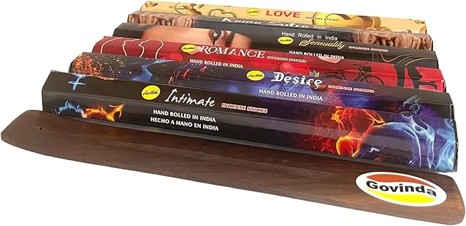 Sreevani Incense Sticks Variety Pack #11 and Incense Stick Holder Bundle with 6 Love Fragrances