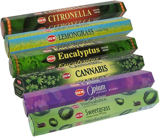 Hem Incense Sticks Variety Pack #26 and Incense Stick Holder Bundle with 6 Herbal Fragrances