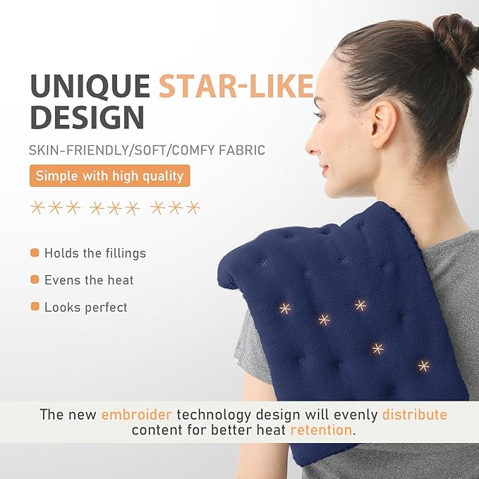 UNCN Wide Microwave Heating pad with Washable Cover 9.5 x 16in Microwavable Hot Pad for Neck Shoulder, Cramps, Back Cordless Warm Compress Weighted Moist Heat Pack for Aches, Unscented