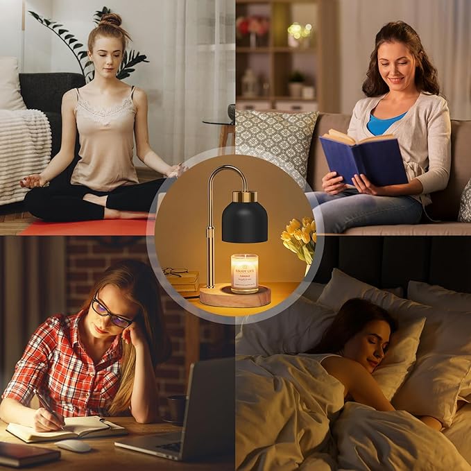 Candle Warmer Lamp with Dimmer Adjustable Height, 2/4/8H Timer,Vintage Home Decor for Scented Jar