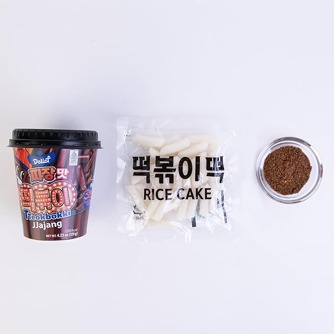 DELIEF Tteokbokki Cup Jjajang Flavor 4.23oz(120g) Korean Street Food Korea Instant Rice Cake Snack, 2 Packs