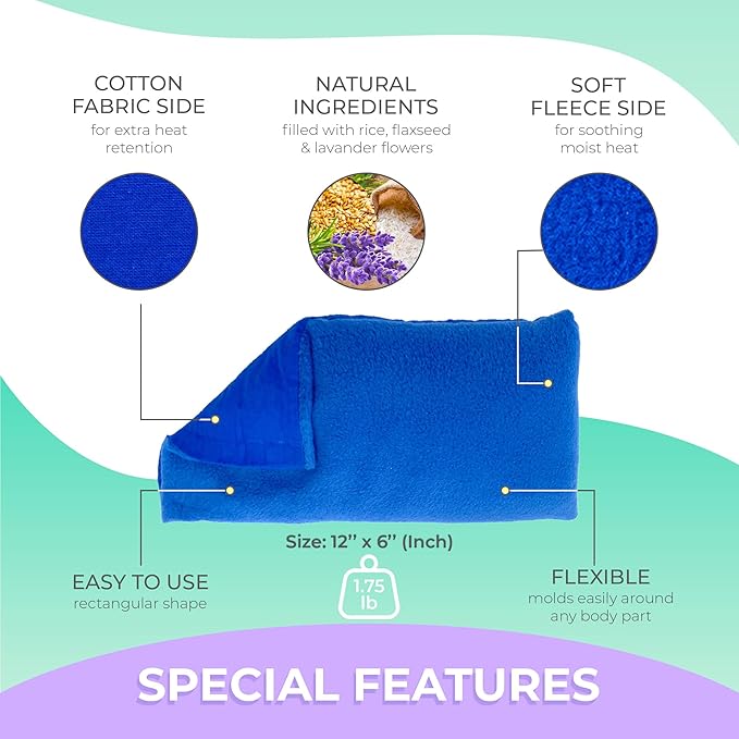 My Heating Pad Microwave Heating Pad - Moist Microwavable Heating Pads for Joints and Muscles Relief - Microwave Hot Pack Heat Pad for Cramps - Chilled or Heated Pad Therapy - Blue - Lavender Scent