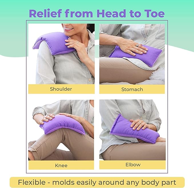 Microwavable Heating Pads for Lower Back, Neck, and Shoulder Pain Relief - Moist Microwave Heating Pad for Muscles and Joints - Microwave Hot Pack Heat Pad for Cramps - 2 Packs Purple - Lavender Scent
