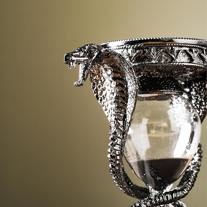 Mythical Fantasy Snake Sandglass Sand Timer, Gothic Decorative Statue - Unique Vintage Classic Hourglass Timer, Desk Home Decor Gift, 6-inch, Single 15 Minutes (Black Snake)