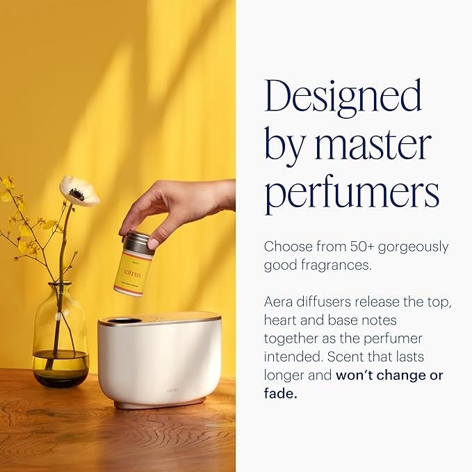 Aera Home Fragrance Electric Diffuser: Smart Home App Aroma Control, Essential Oil & Aromatherapy, Hypoallergenic Scent Technology, Safe for Family & Pets, White (Scent Capsules Sold Separately)