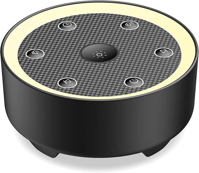 Sleep Sound Machine with White Noise, 24 Soothing Sounds & Max 8H Timer for Baby and Adult. Recessed Night Light Button, Dimmable Light, Plug in