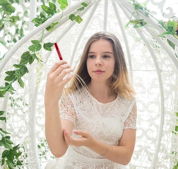 USAGA 36 Fingers Head Massager Scalp Massager Head Scratcher, Stocking Stuffers Gift for Scalp Body Relaxing (Red)