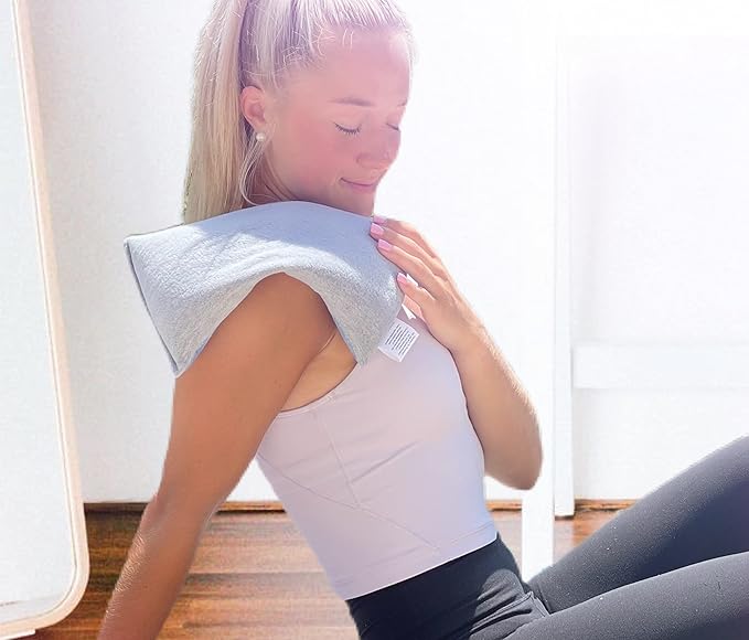 SacksyThyme Microwave Heating Pad for Back, Neck, Menstrual Cramps, Shoulders, Leg Pain Relief - Hot Moist Microwavable Therapy Pack - Flaxseed Hot & Cold Pad Made in USA (Size: 12 x 7) Lavender