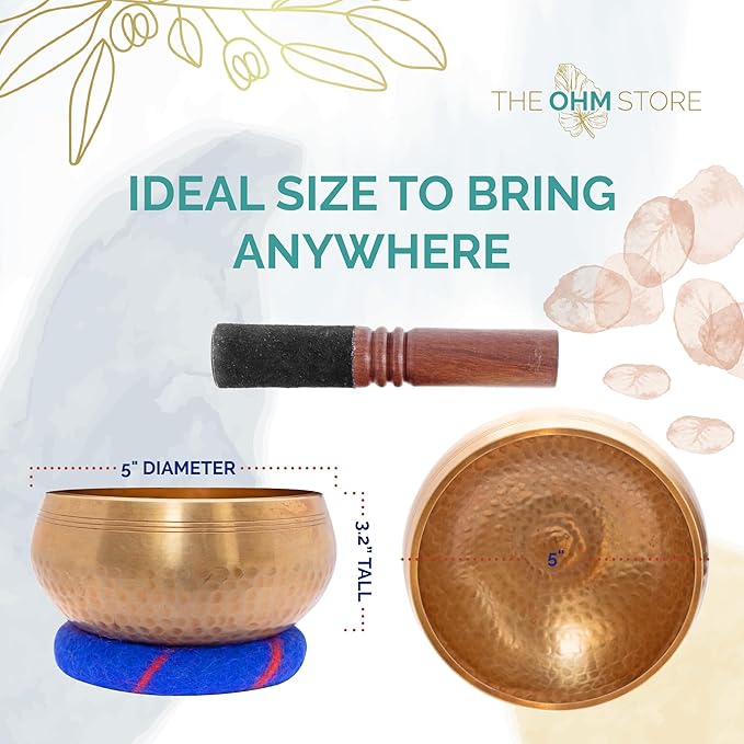 Ohm Store Tibetan Singing Bowl Set — Meditation Sound Bowl Handcrafted (5″)