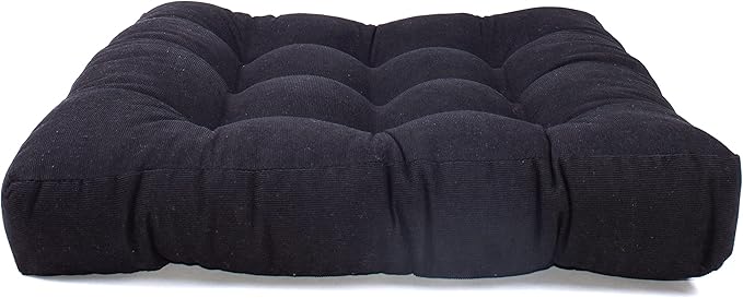 LANITI 24” Inch Extra Large Floor Cushions Tufted Floor Pillow for Adults Square Meditation Ultimate Comfort Oversized Pillows for Floor Cushion (Black)
