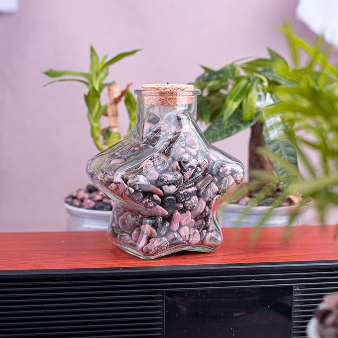 Polished Rhodonite Crystals - 72 Pcs, 0.5" 10 oz Handpicked Natural Tumbled Gemstones Rocks, Pebbles for Reiki, Chakra, Healing Home Decor