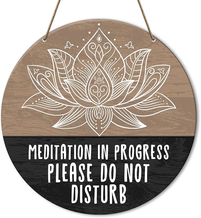 Meditation Room Decor Sign, Yoga Studio Wall Decoration Home Gym Spiritual Room Zen Den Hanging Decor Sign, Please Do Not Disturb Sign, Gifts for Yoga Instructor Lover, Meditation in Progress