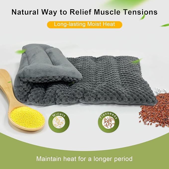 Weighted Microwave Heating Pad (1.8 lbs), 16x7 Inch Microwavable HotPack for Muscle Pain Relief Soothes Aches in Shoulders, Lower Back & Abdomen, Moist Heat Therapy Reusable