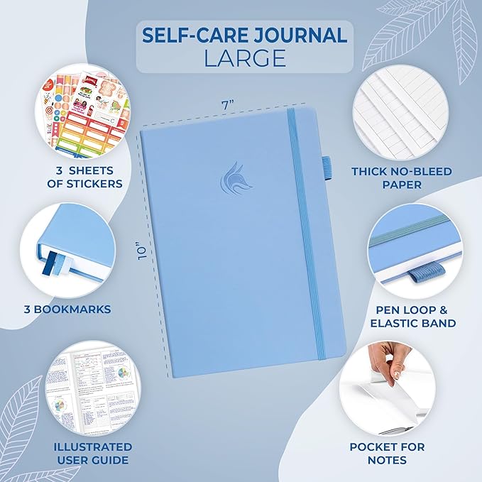 Clever Fox Self-Care Journal – Wellness & Daily Reflection Notebook – Mental Health & Personal Development – Self-Care, Meditation & Mood Journal for Women & Men – Large (Periwinkle)