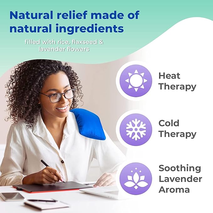 My Heating Pad Microwave Heating Pad - Moist Microwavable Heating Pads for Joints and Muscles Relief - Microwave Hot Pack Heat Pad for Cramps - Chilled or Heated Pad Therapy - Blue - Lavender Scent