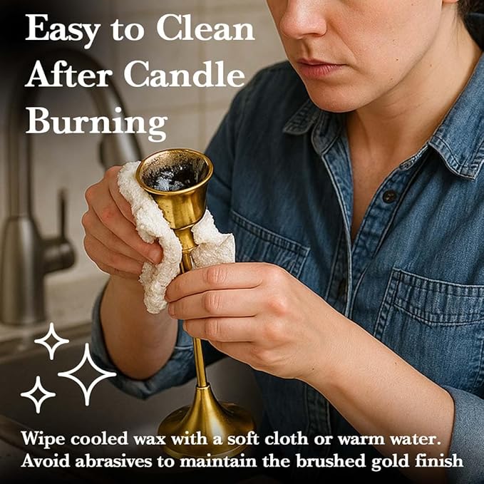 Gold Candlestick Holders Set of 6 – Decorative Taper Candle Holders for Home Decor, Weddings, Parties – Elegant Metal Candle Stands with Brushed Finish – Easy Assembly – Fits Standard & LED Candles