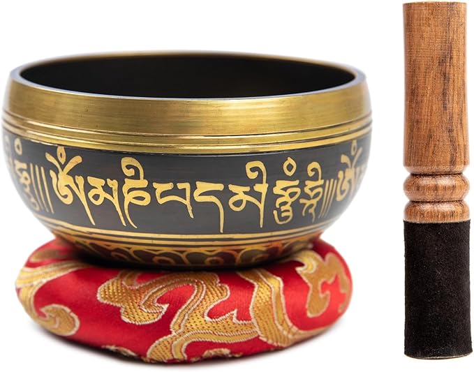 Tibetan Singing Bowl Set Brass - Master Healing Grade - Authentic Handcrafted Sound Bowl by Himalayan Bazaar
