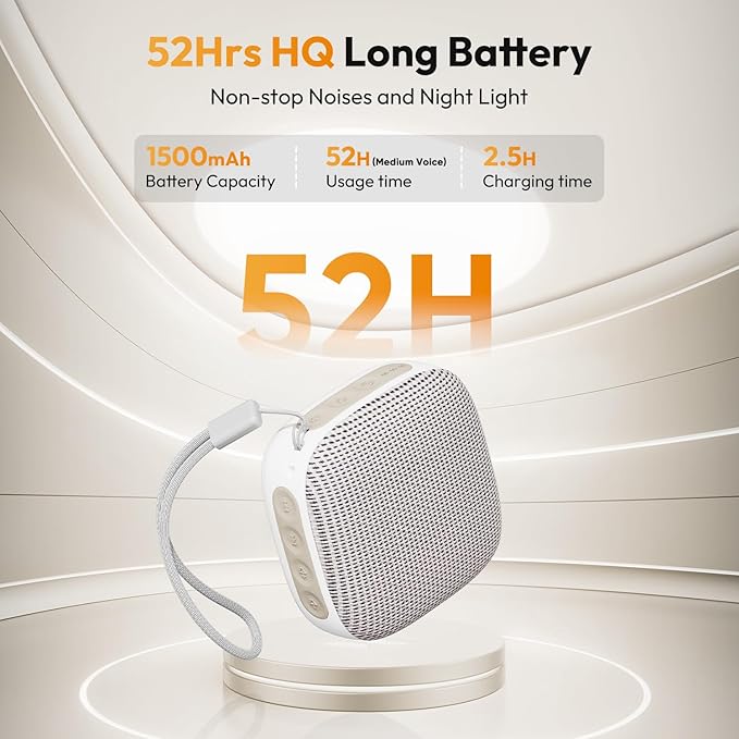 Portable Sound Machine for Travel, White Noise Sound Machine for Sleeping, 52-Hour Lasting Mini Noise Machine with 21 Quality Non-looping Sounds, Headphone Jack, Memory, Timer for Adults,Hotel (Khaki)