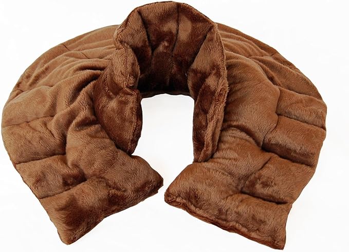 Mars Wellness Heated microwavable Neck and Shoulder Wrap - Herbal Hot/Cold Deep Penetrating Weighted Herbal Aromatherapy Shoulder and Neck Therapy Wrap - Made in The USA (Espresso) - 3 Pack