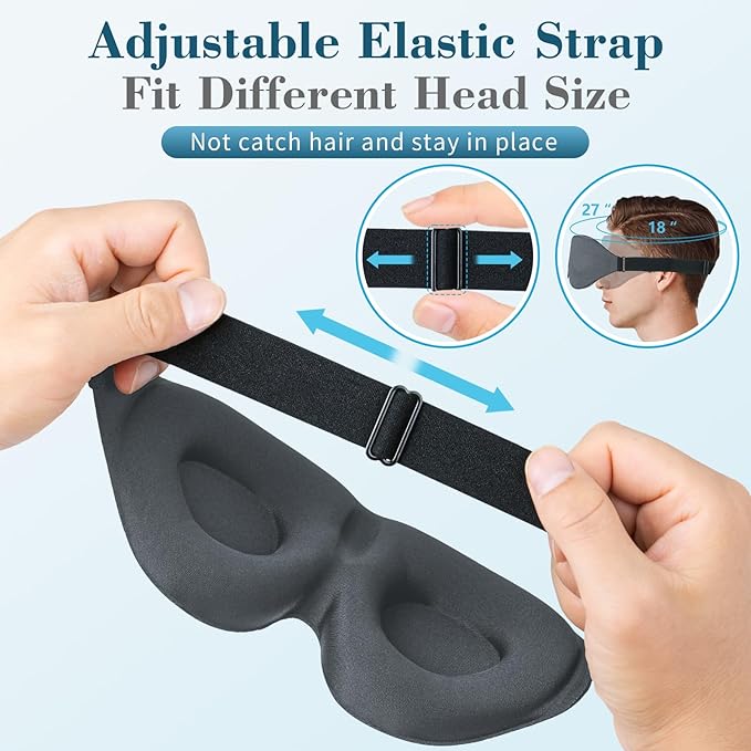 ZGGCD Sleep Mask for Side Sleeper, Light Blocking Sleeping Eye Mask for Women Men, 3D Contoured Cup Night Blindfold, Luxury Eye Cover Eyeshade with Adjustable Strap for Travel, Nap, Grey