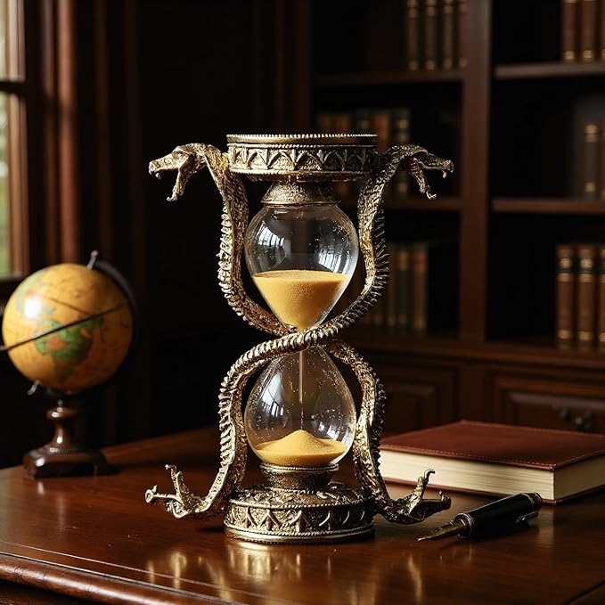 Mythological Fantasy Snake Hourglass Sand Timer 15 Minutes, Gothic Decorative Statue - Unique Vintage Classic Hourglass, Tabletop Home Decor Gift, 6 inches, 15 Minutes (Snake)