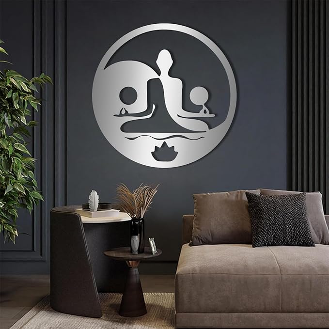 Metal Wall Decor-Metal Buddha Wall Decor, Metal Zen Wall Art, Yin Yang Wall Art, Buddha Wall Art, Meditation Wall Decor, Spiritual Wall Decor, Zen Wall Art, Yoga Room Wall Decor (Black, 19x19in|47x47cm)