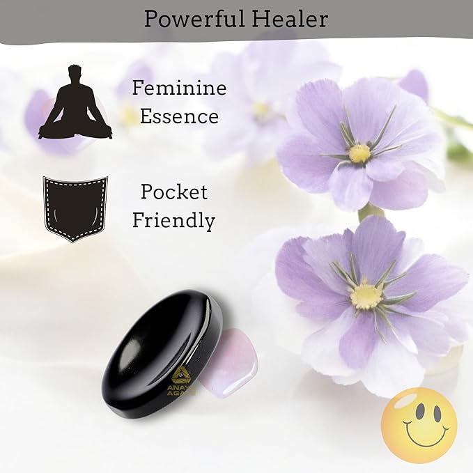 Black Tourmaline Worry Stones – Crystal Thumb Worry Stone for Anguish, Stress – Relaxing & Soothing Balance Stones for Meditation, Relief – Healing Stones & Crystals for Men, Women