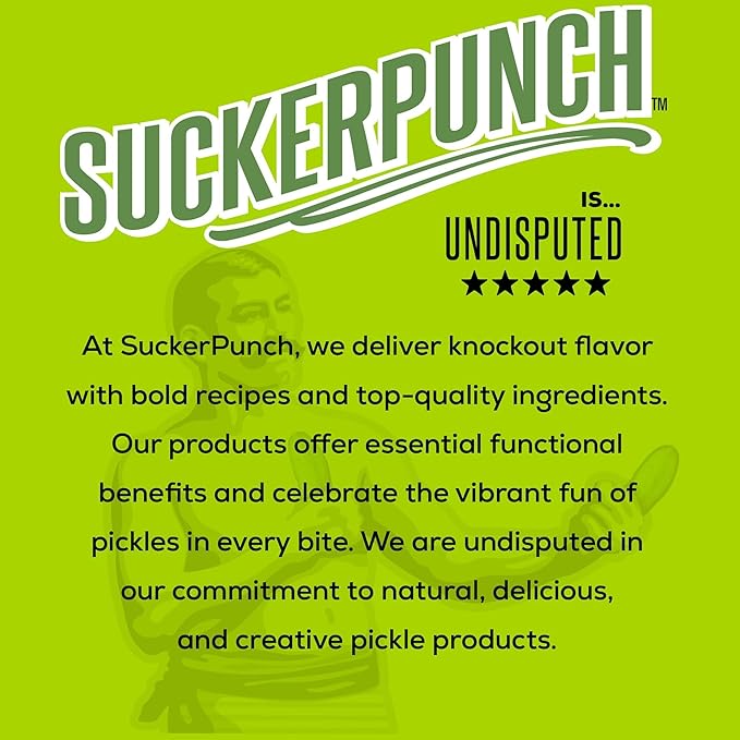 SuckerPunch Classic Dill Pickle Chips, Snack Pack, Gluten Free, Kosher, Sugar Free, Low Calorie, Low Carb, Ready to Eat, on the Go, Non GMO, Keto Friendly, Vegan, 3.4 Oz, Single Serve Pouch (12 Pack)