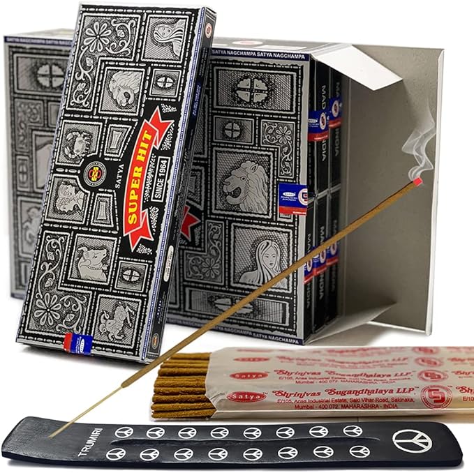 Super Hit Incense Sticks 100g and Holder Bundle - Pack of 6 (Approx 600 Sticks)