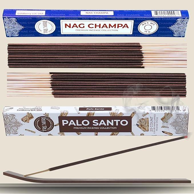 Trumiri Incense Sticks - Combo Pack of 35 Insence-Sticks - 15 Nag Champa + 20 Palo Santo - Insenses - Insents - Incents - Inscense - Incence - Incienso - All Natural Incense Sticks