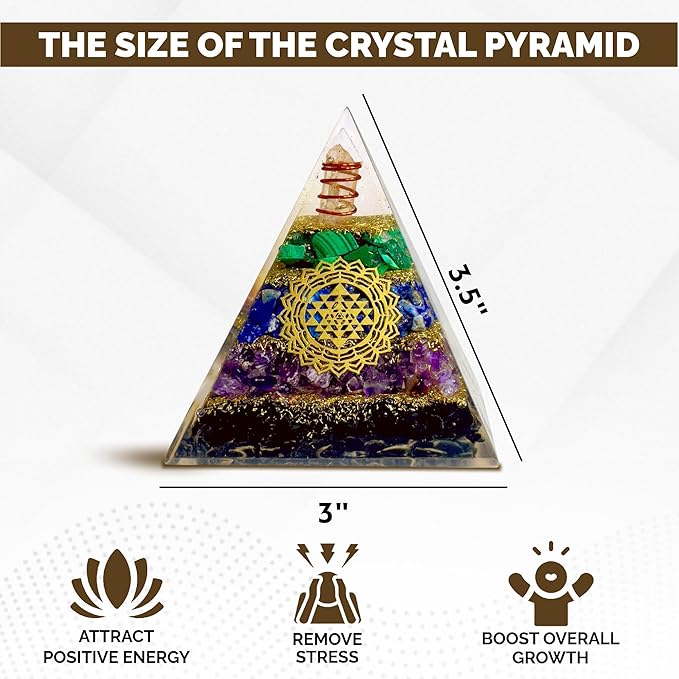 Tourmaline Orgone Pyramid โ Anxiety Relief & Energy Shield โ Handcrafted Orgone Generator with Tourmaline, Amethyst, Lapis Lazuli & Malachite โ Meditation Altar Dรฉcor & Gift