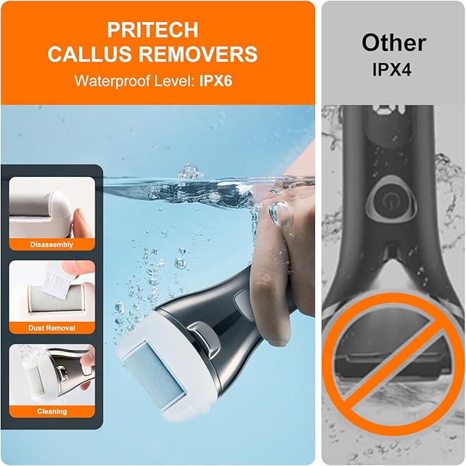 Electric Foot Callus Remover, Rechargeable Portable Electronic Foot File Pedicure Kit, Pedicure Tools for feet, 3 Roller Heads, 3 Speed, Battery Display for Remove Cracked Heels Calluses(BCM-1852)