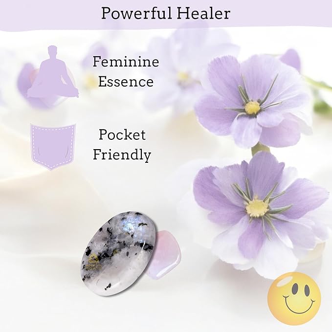 Rainbow Moonstone Worry Stones – Crystal Thumb Worry Stone for Anguish, Stress – Relaxing and Soothing Balance Stones for Meditation, Stress Relief – Healing Stones and Crystals for Men and Women