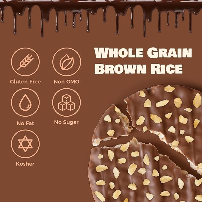 LIEBERS Thin Chocolate Rice Cakes, Kosher Certified Dairy and Dairy Free Options, Gluten Free Snack Pack Of 3 (Brittle Topped Milk Chocolate)