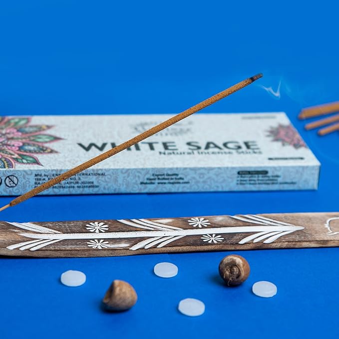 Raajsee White Sage Incense Sticks, 100%-Natural Charcoal Free Organic Non Toxic Clean Burning Handmade Insence Sticks 100 gm Pack, Meditation Gifts – Spritual Cleansing